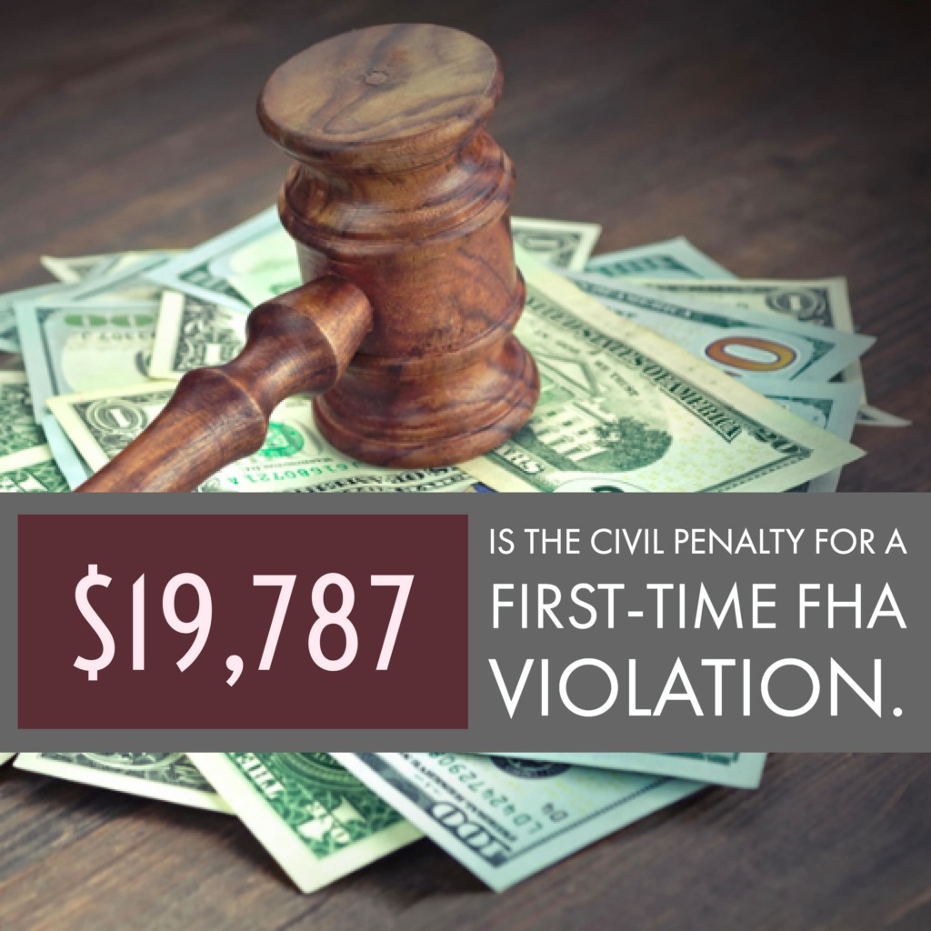 The civil penalty for a first-time FHA violation is $19,787.