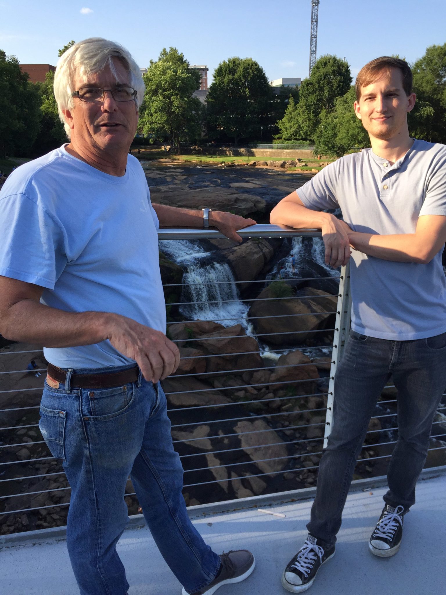 Michael and his dad at Falls Park in Greenville, SC
