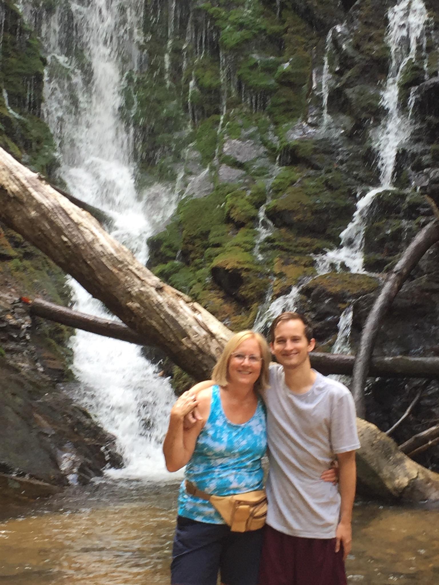Michael with his mom at King Creek Falls in Walhalla, SC