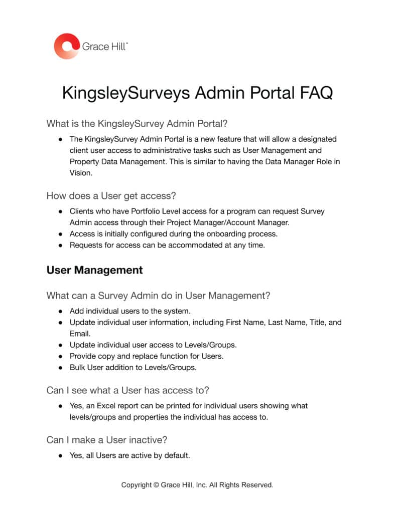 Kingsley Surveys Commercial Admin FAQ Mockup Image