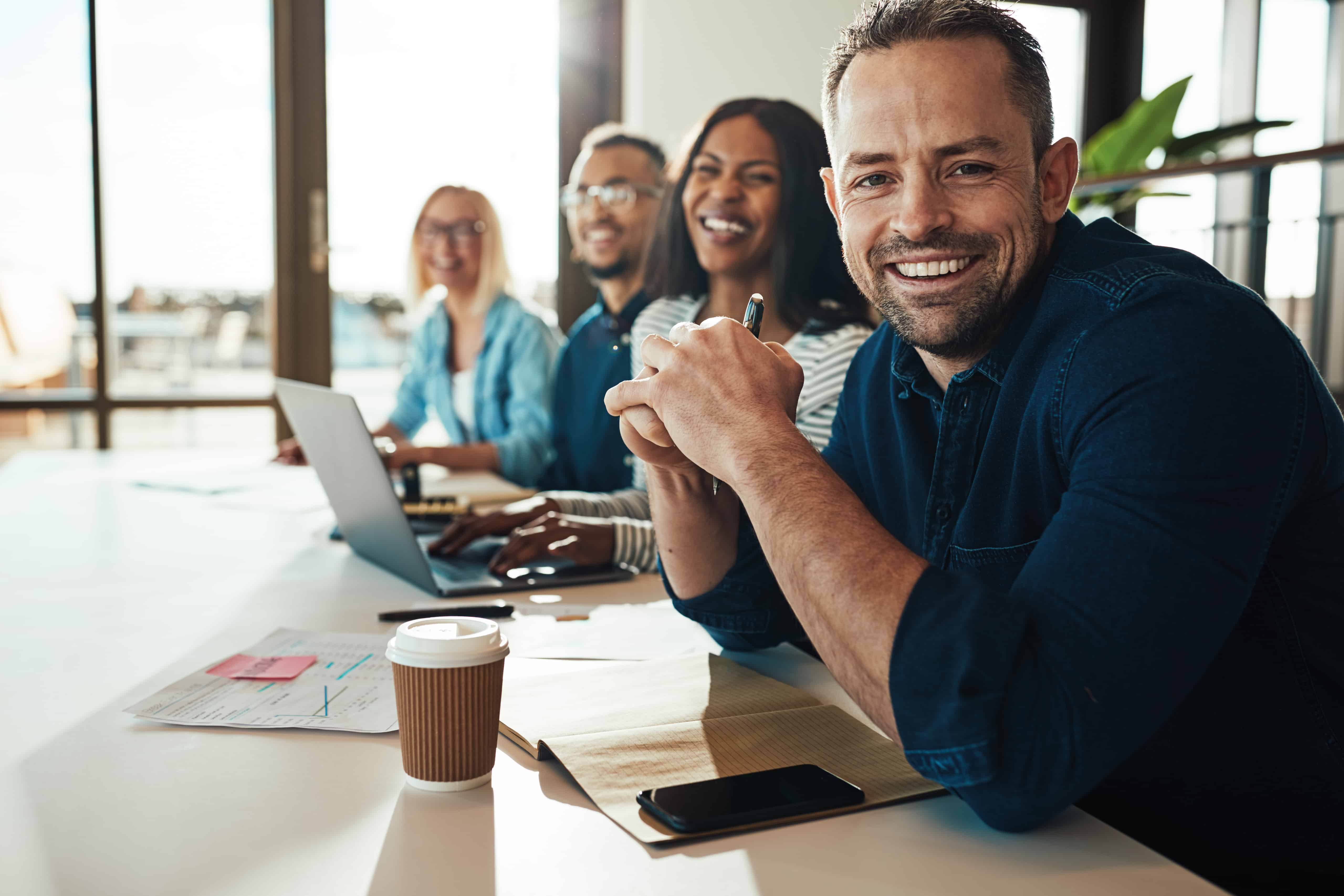 Smiling businessman sitting with a diverse group of coworkers during a meeting together at a table in an office
Smiling mature businessman sitting with colleagues in an office
adults, african, african american, black, business, business men, business people, business women, businessmen, businesspeople, businesswomen, caucasian, charts, colleague, coworker, diverse, employees, entrepreneurs, entrepreneurship, face, friendly, girls, graphs, group, happy, in a row, laptop, looking, meeting, men, multiethnic, office, office worker, paperwork, people, portrait, professional, sitting, smiling, startup, successful, table, team, teamwork, white, women, worker, working, workplace, young