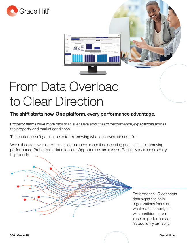 Grace Hill PerformanceHQ overview showing how multifamily operators can move from data overload to clear direction by connecting performance data signals across every property.