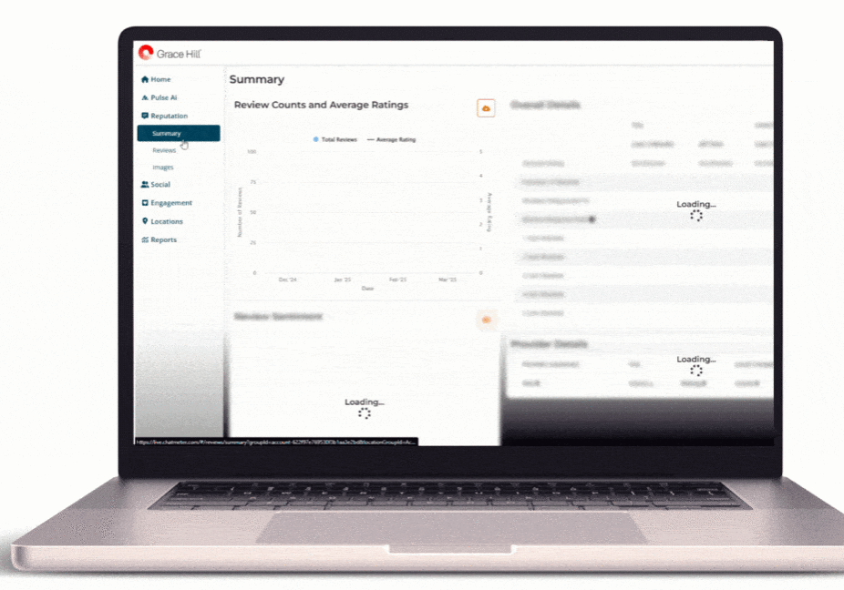 AI Responder Mockup software mockup of grace hill's reputation management AI responder on a desktop