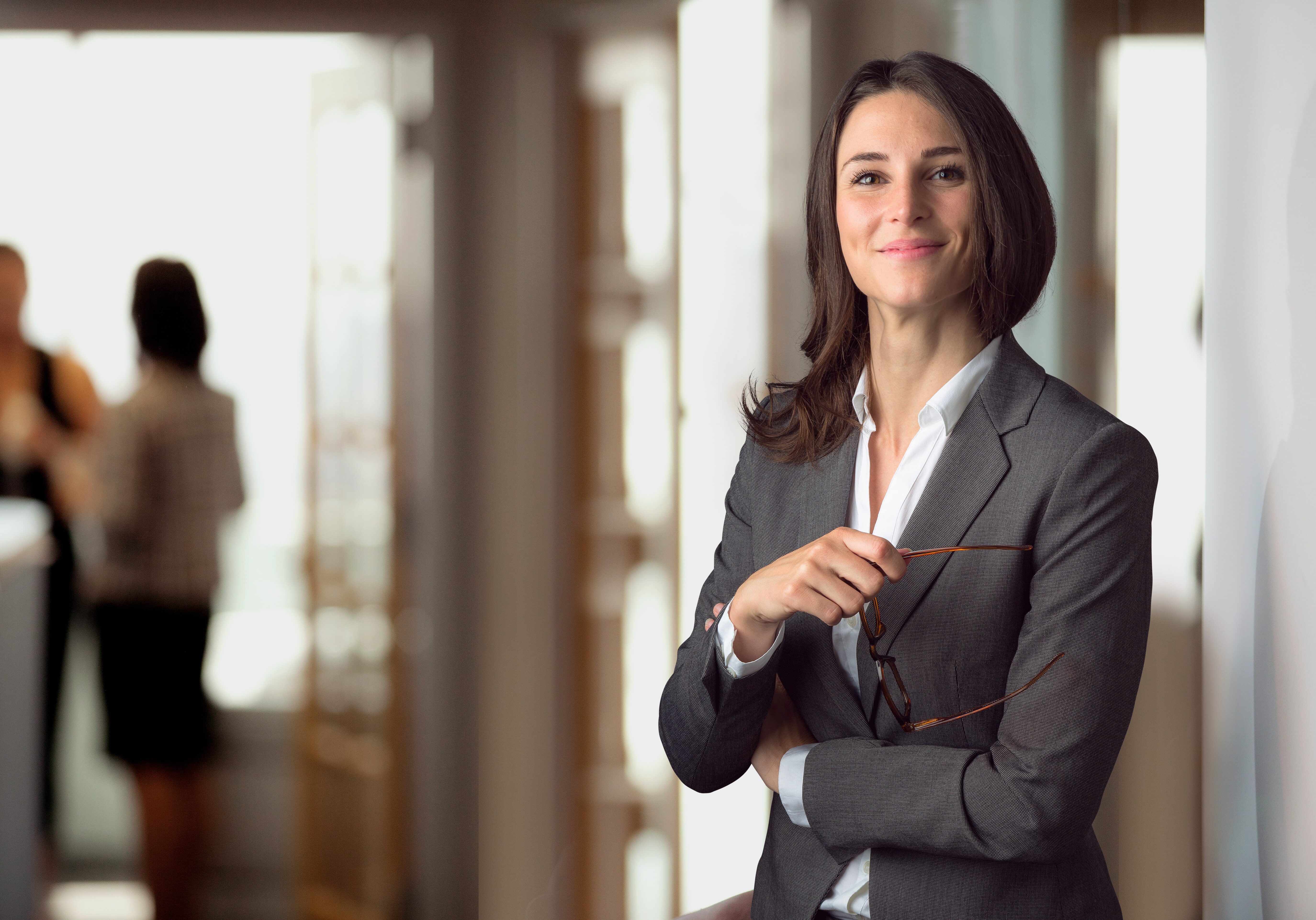 Candid portrait of a joyful cheerful happy employee staff member