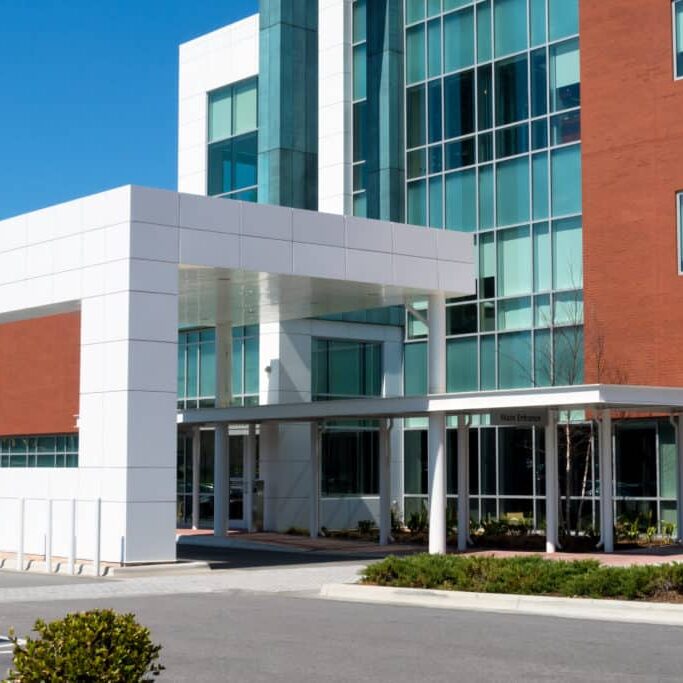 The modern medical building main entrance