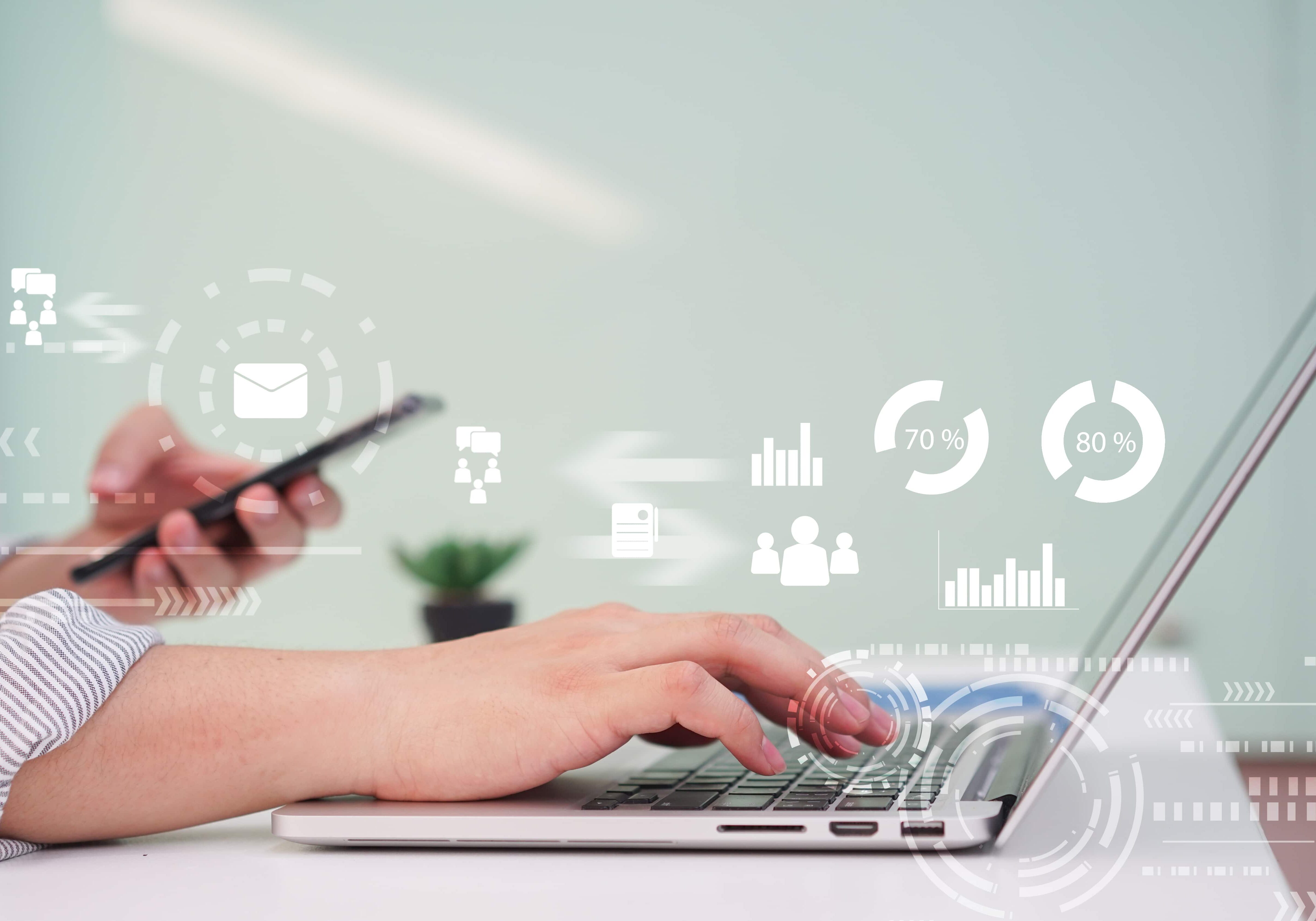 close up manager man hand typing on keyboard laptop for working report about company's profit with response e-mail marketing from vendor or customer , multitasking job concept
1143055696