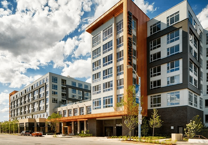 outside vie of apartment complex owned by bozzuto